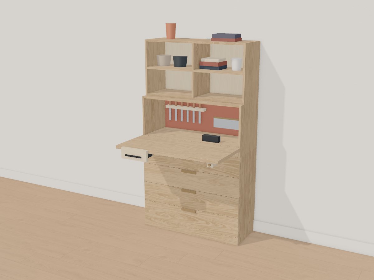 Apartment fold-away workbench, Crava's 3D model