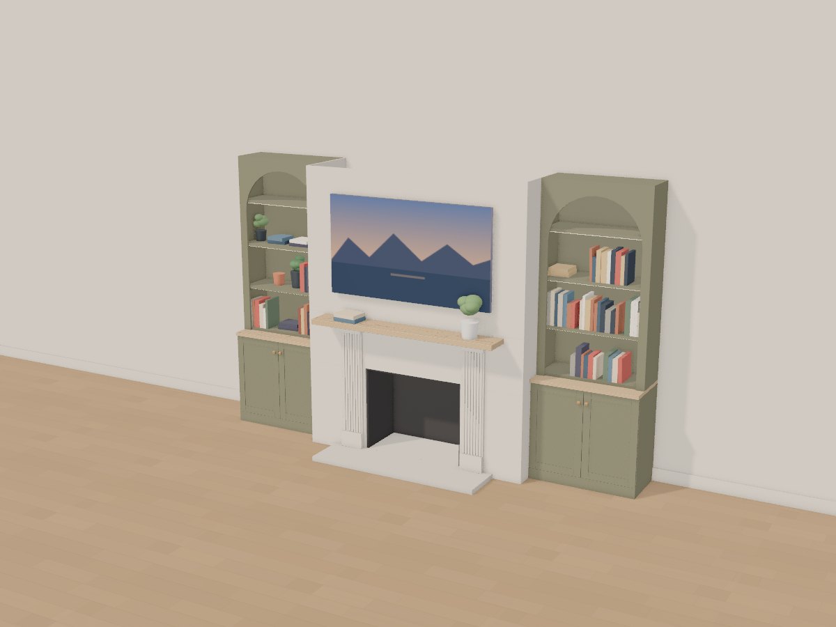 Arched fireplace media wall, Crava's 3D model