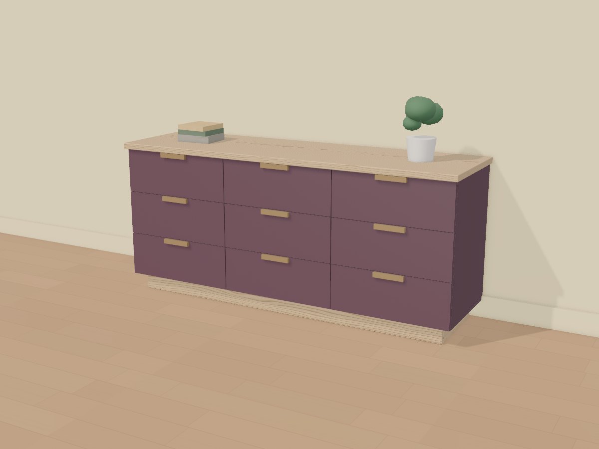 Aubergine low dresser, Crava's 3D model