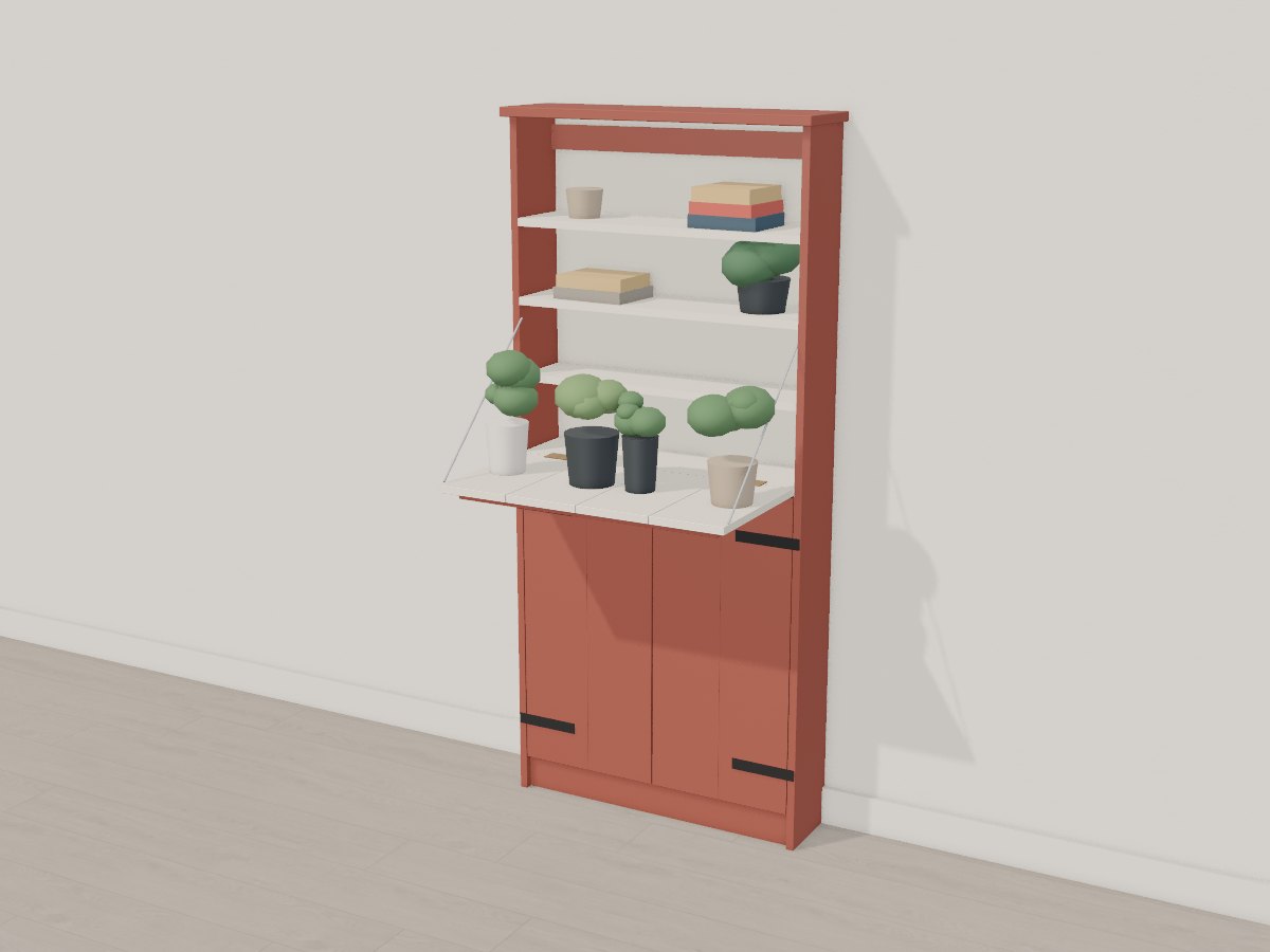 Barn red fold-down bar, Crava's 3D model