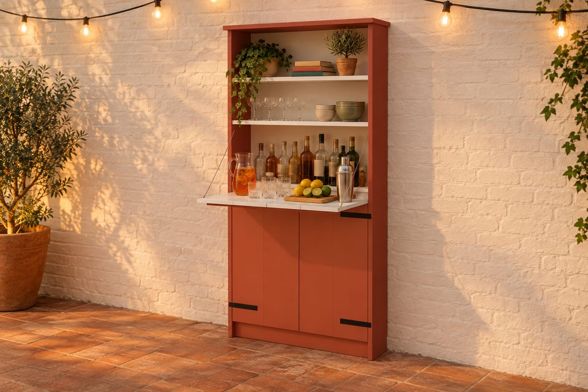 Barn red fold-down bar, a rendering
