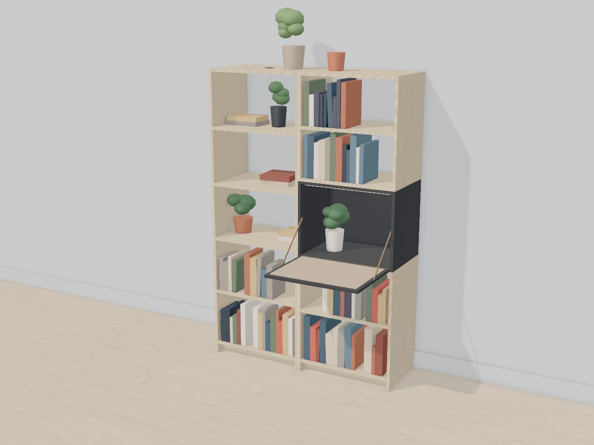Birch room divider with fold-out desk, Crava's 3D model