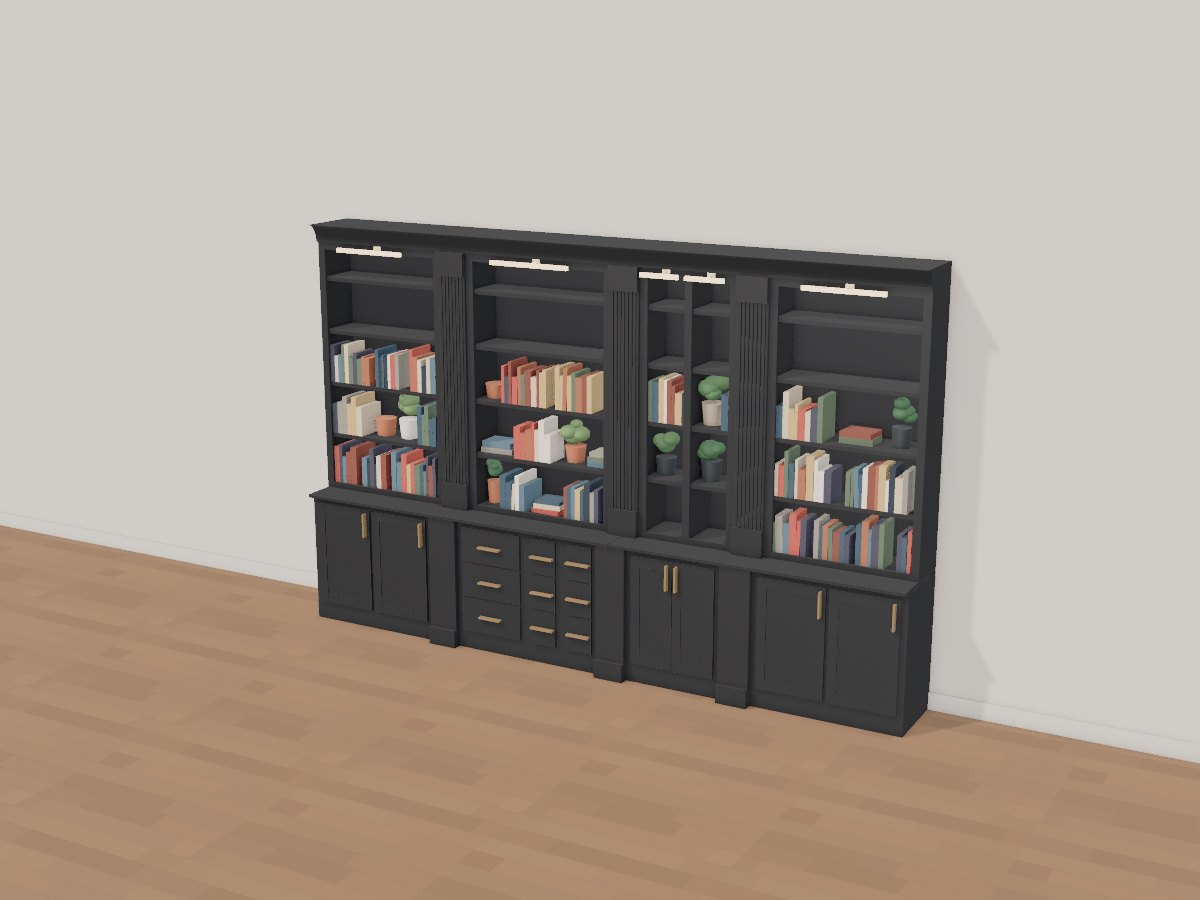 Black library wall, Crava's 3D model