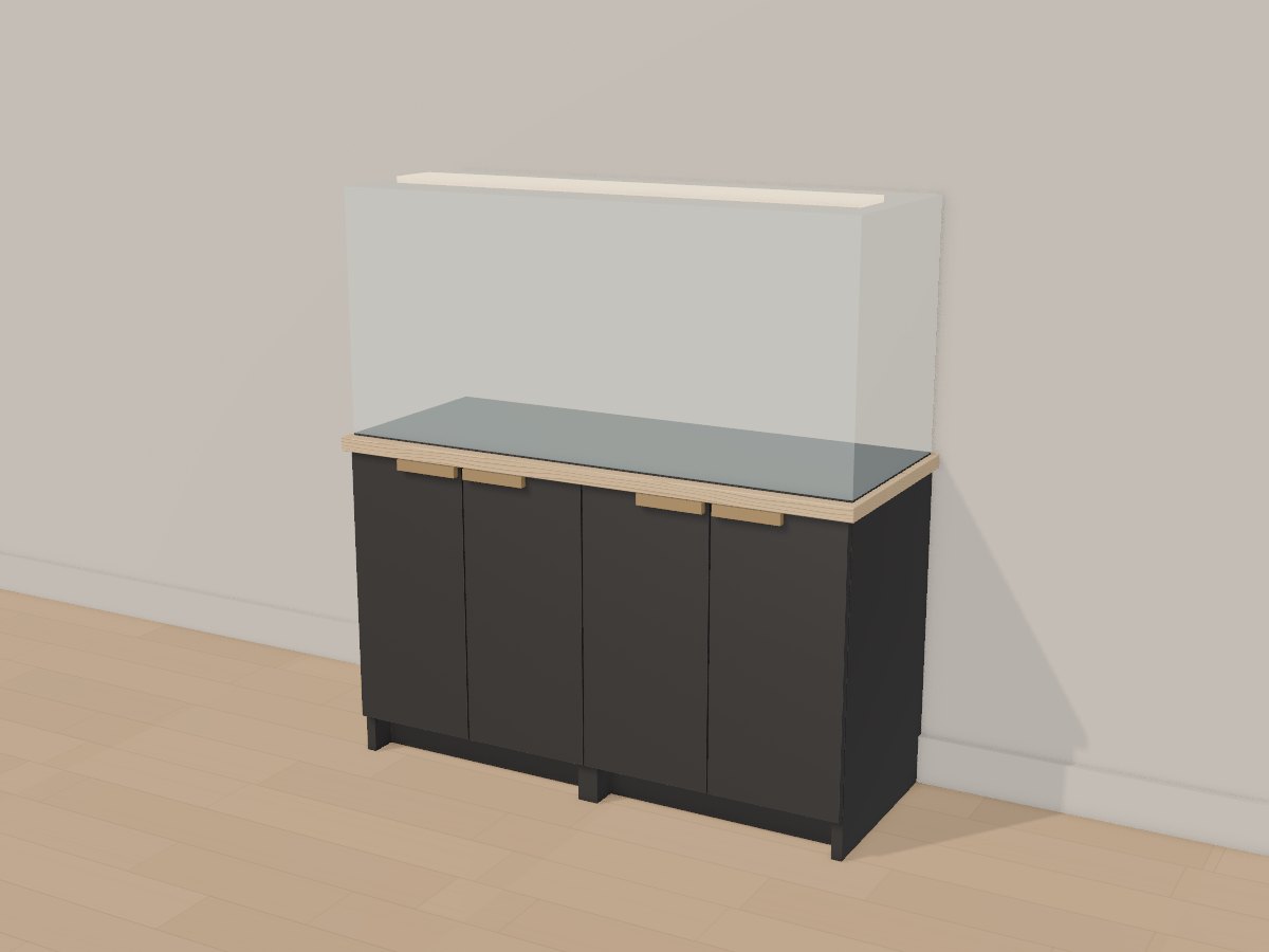Black and oak aquarium stand, Crava's 3D model