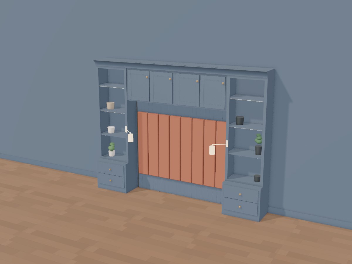 Blue-grey headboard wall, Crava's 3D model