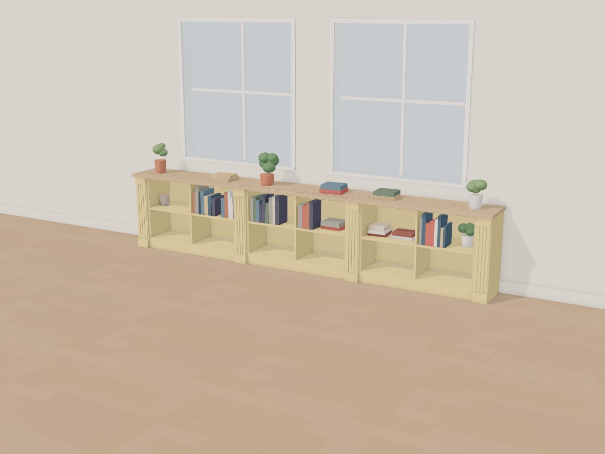 Butter yellow window bookcase, Crava's 3D model