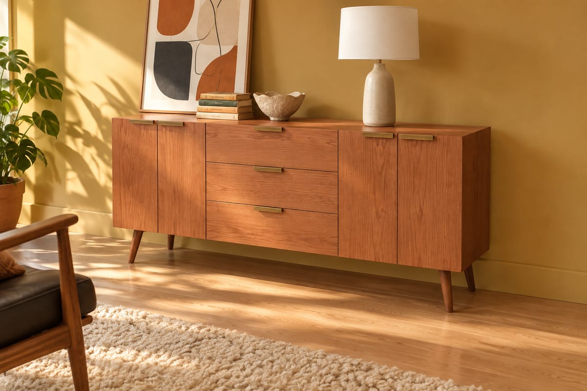 Cherry credenza, a rendering
