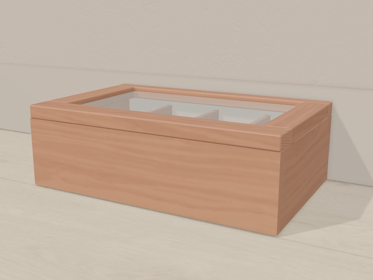 Glass-lidded cherry tea chest, Crava's 3D model