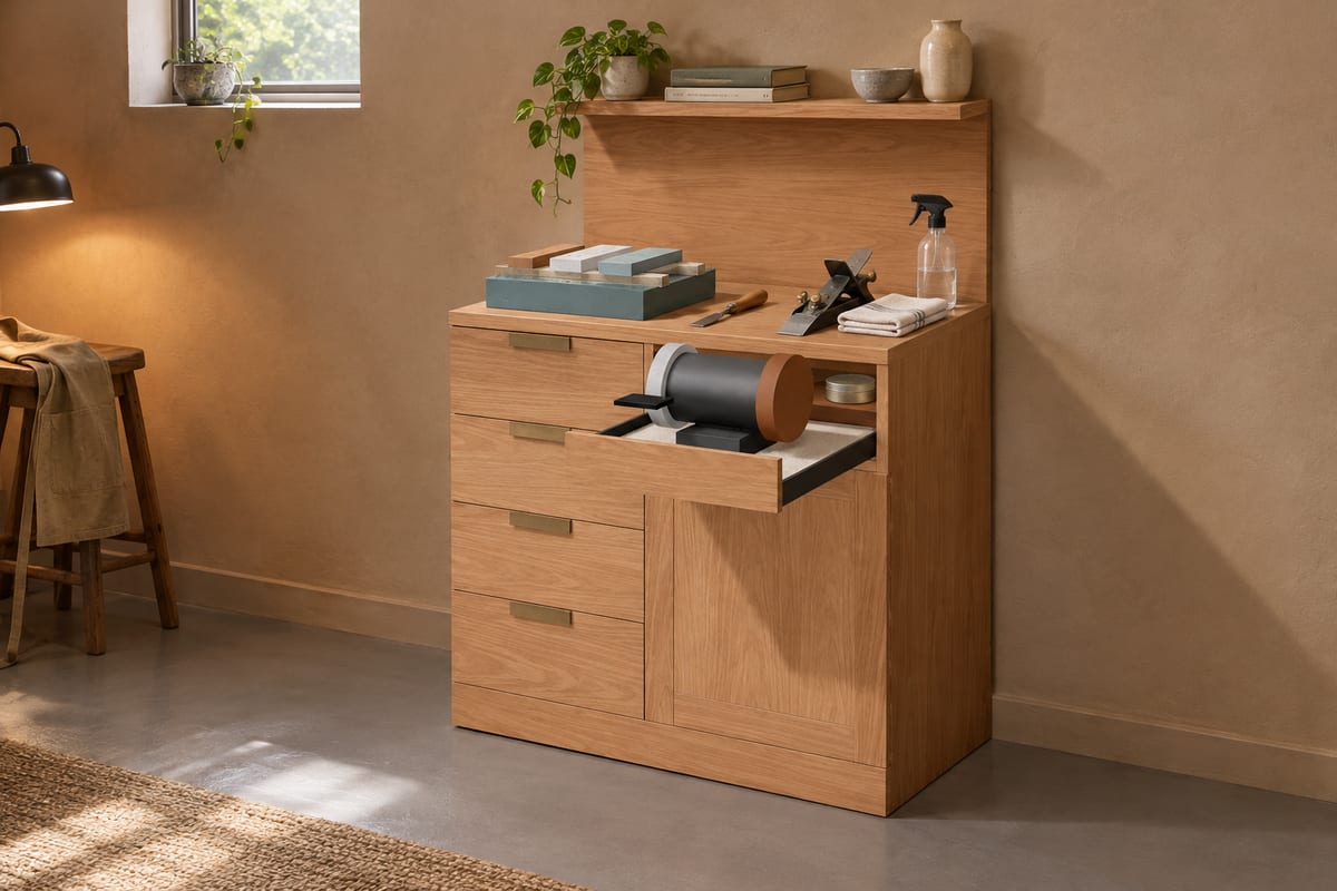 Cherry sharpening station, a rendering