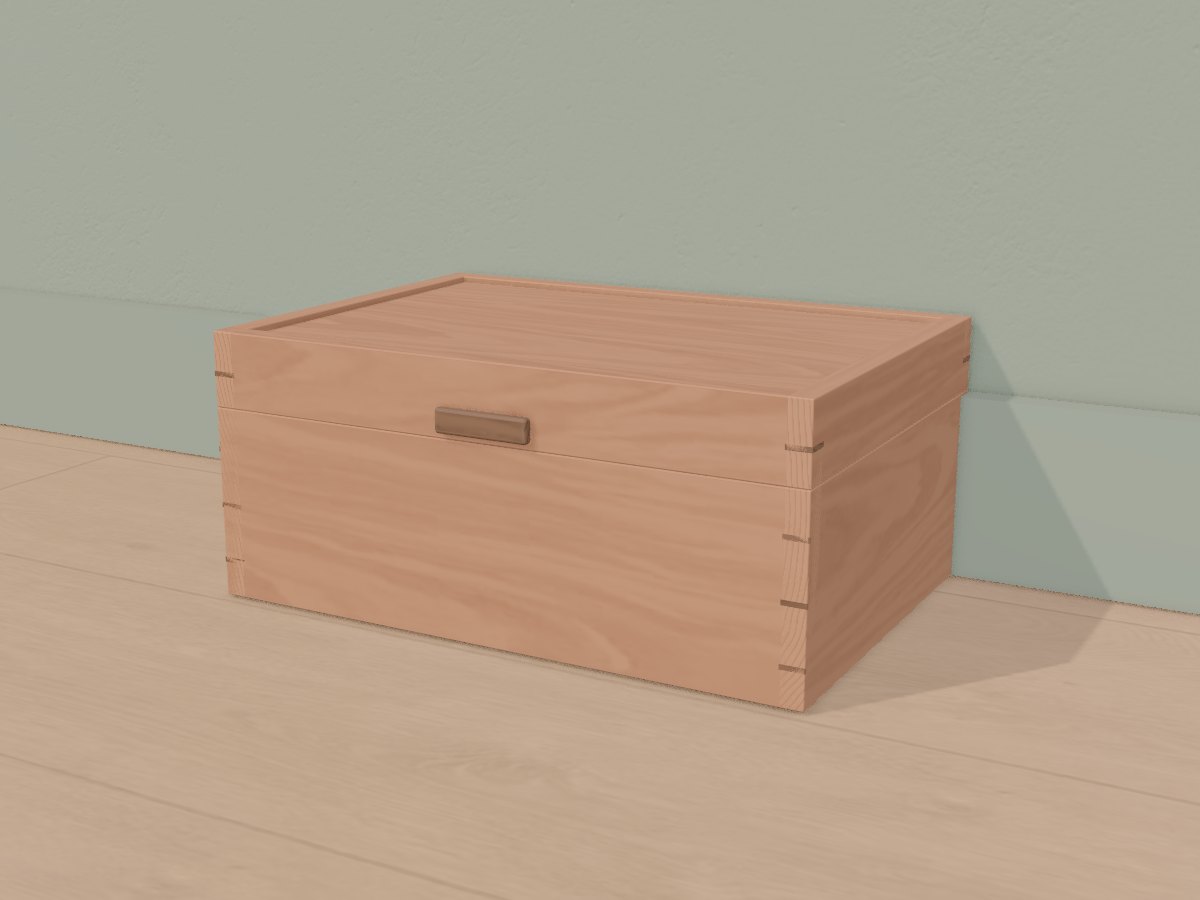 Cherry keepsake box with walnut splines, Crava's 3D model