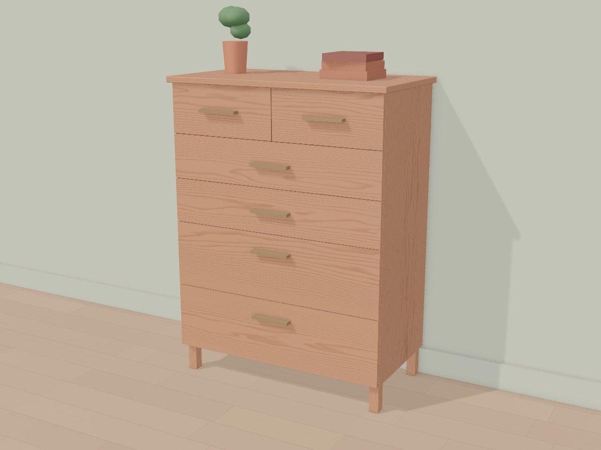 Cherry tall dresser, Crava's 3D model