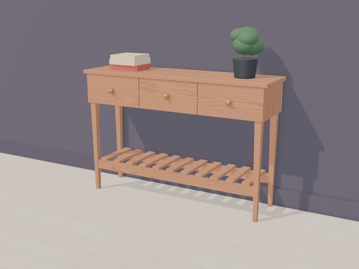 Cherry three-drawer hall console, Crava's 3D model