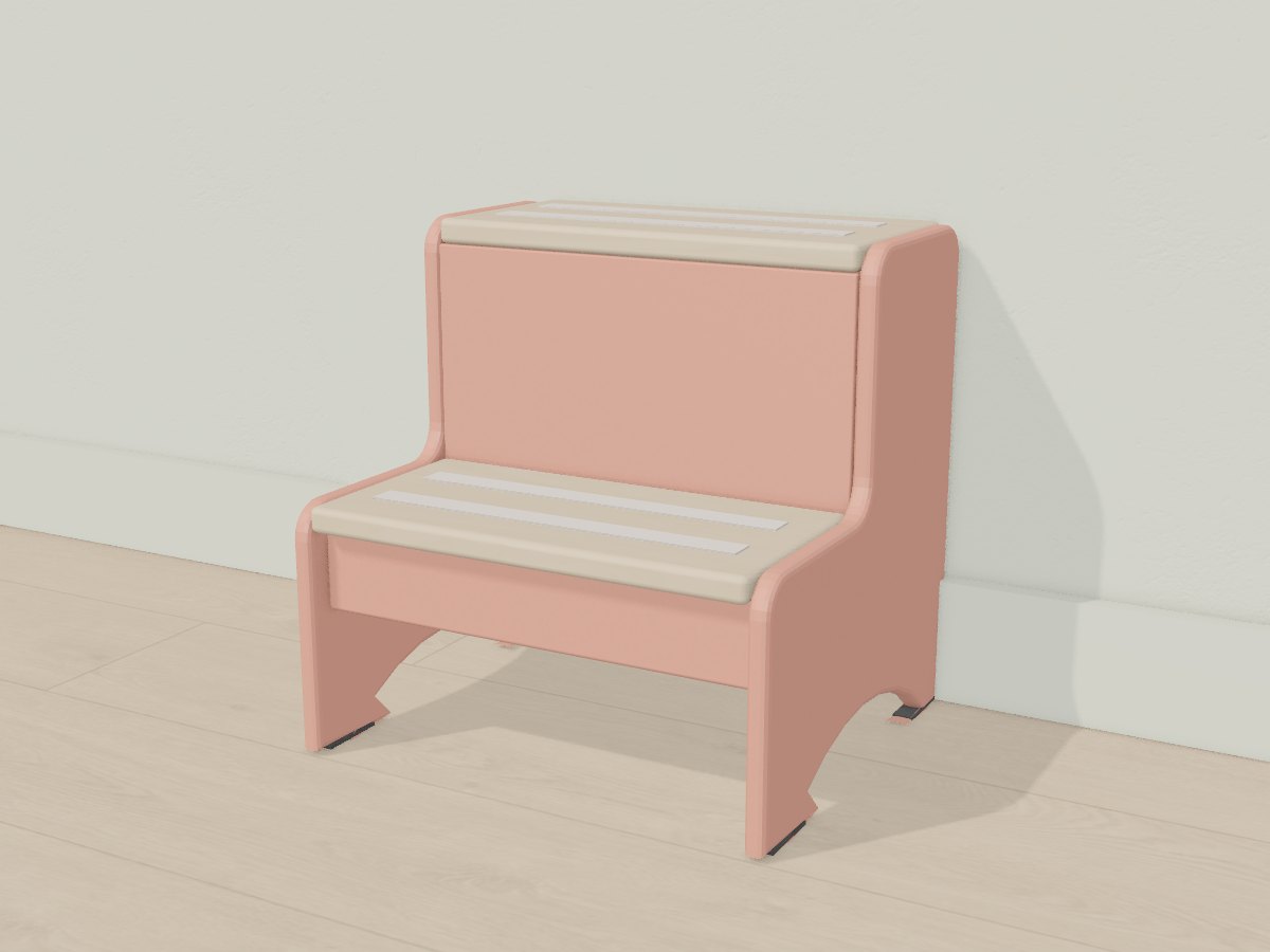 Coral two-step stool for kids, Crava's 3D model