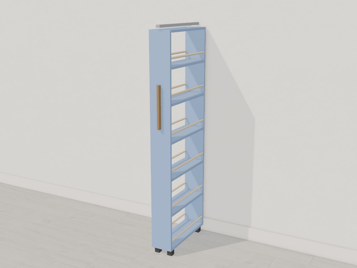 Cornflower slim rolling pantry, Crava's 3D model