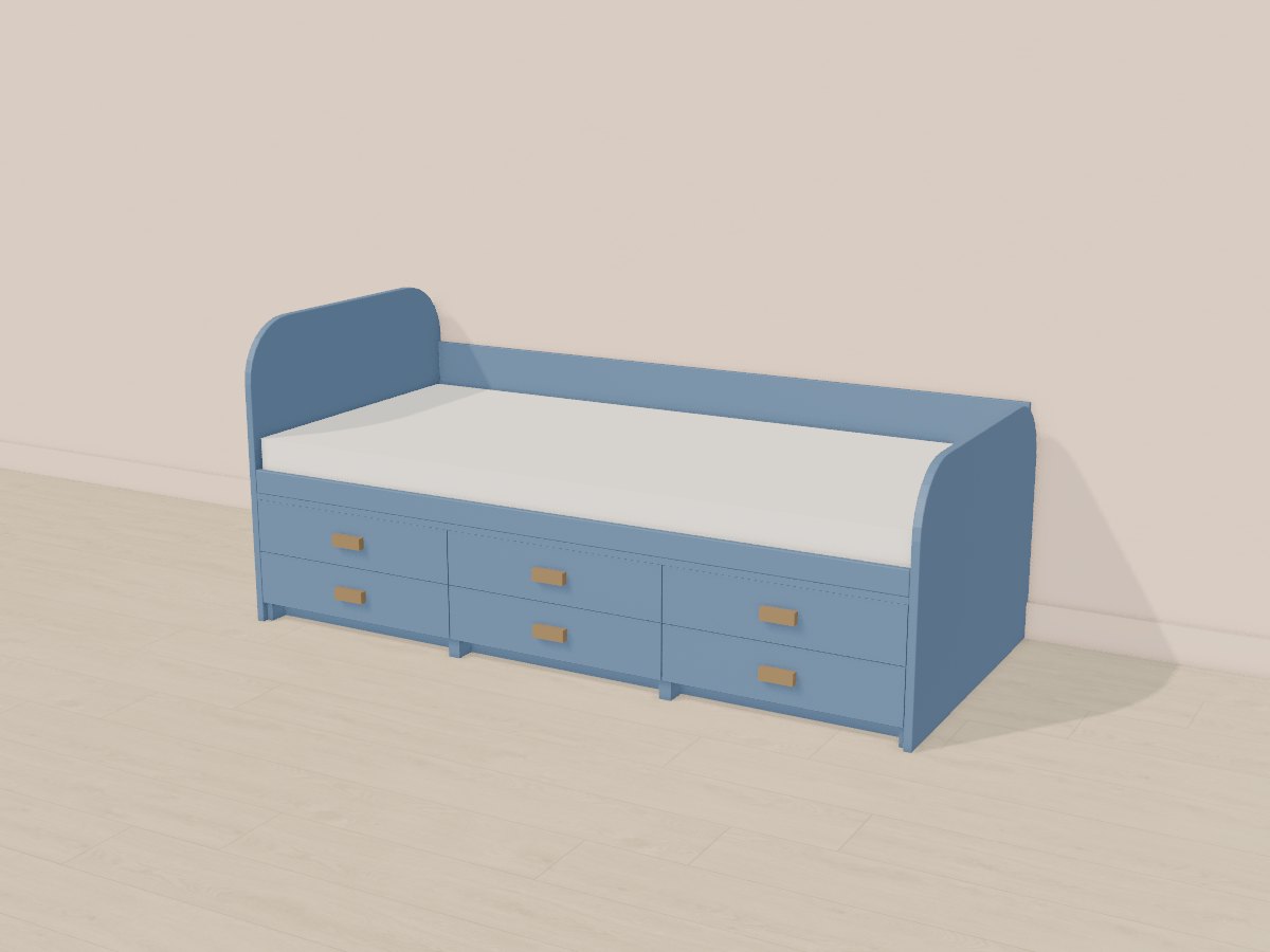 Denim blue captain's bed, Crava's 3D model