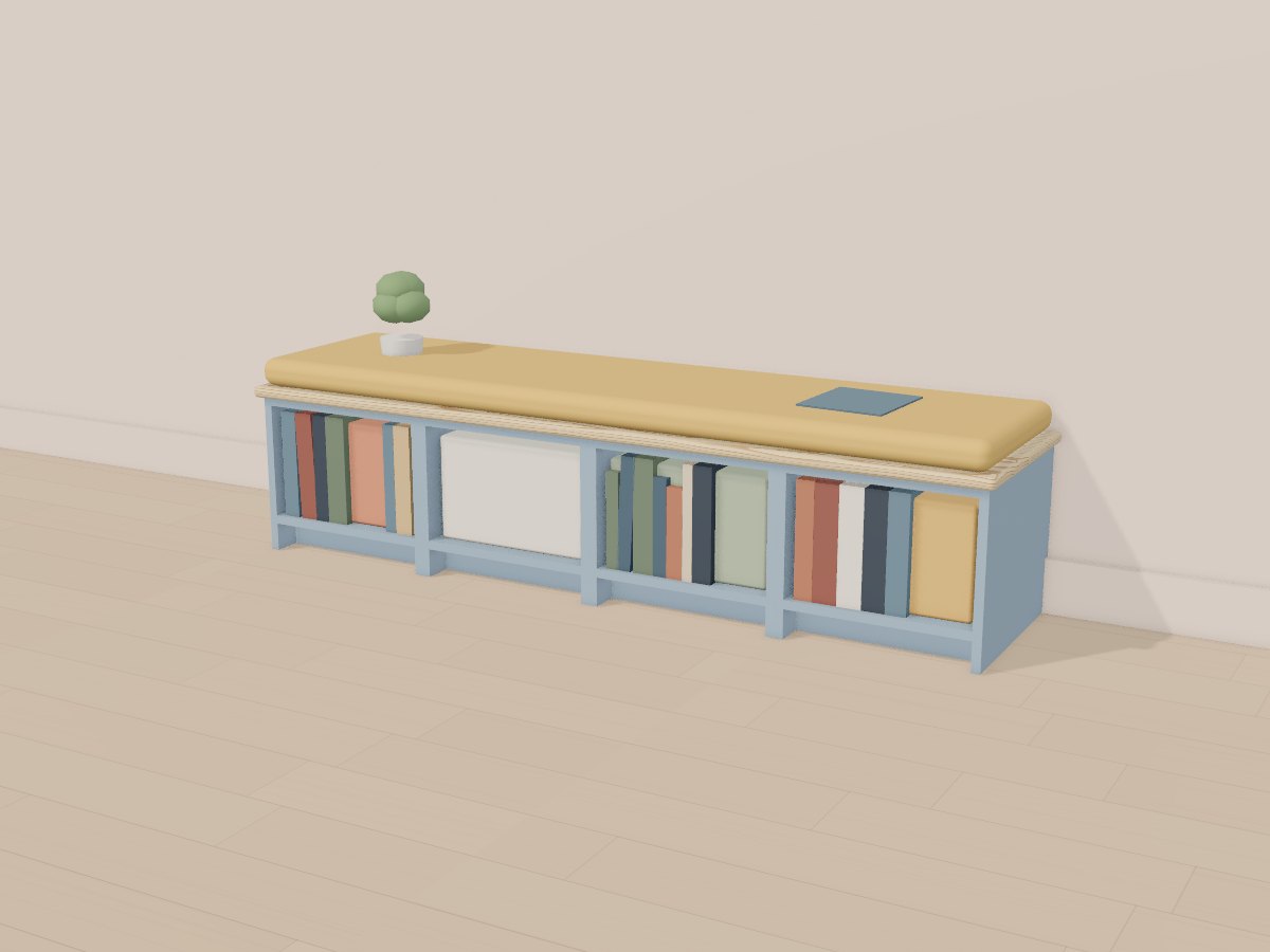Dusty blue toy bench, Crava's 3D model