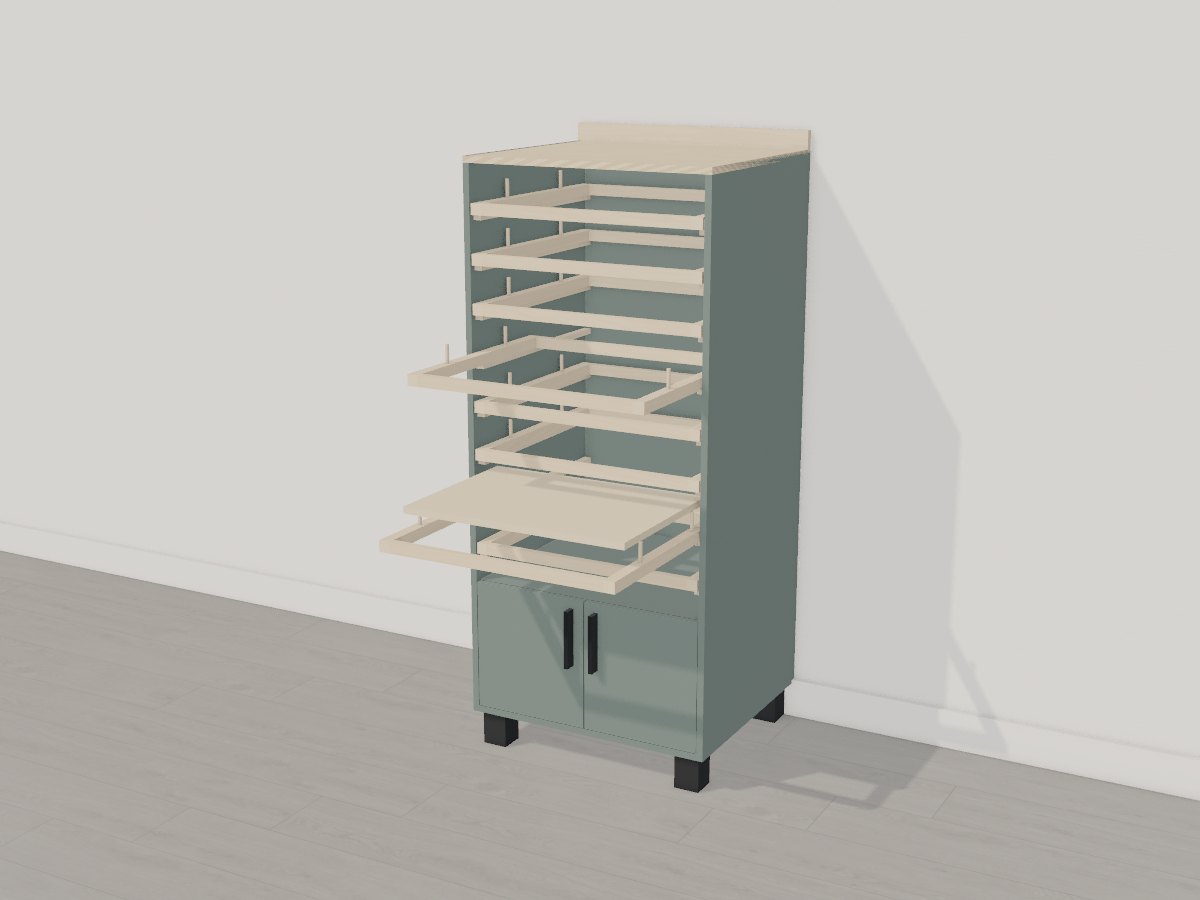 Finishing cart with pull-out drying racks, Crava's 3D model