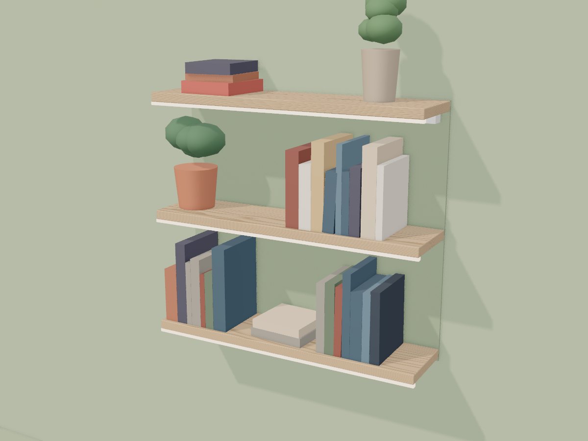 Floating oak shelves with lights, Crava's 3D model