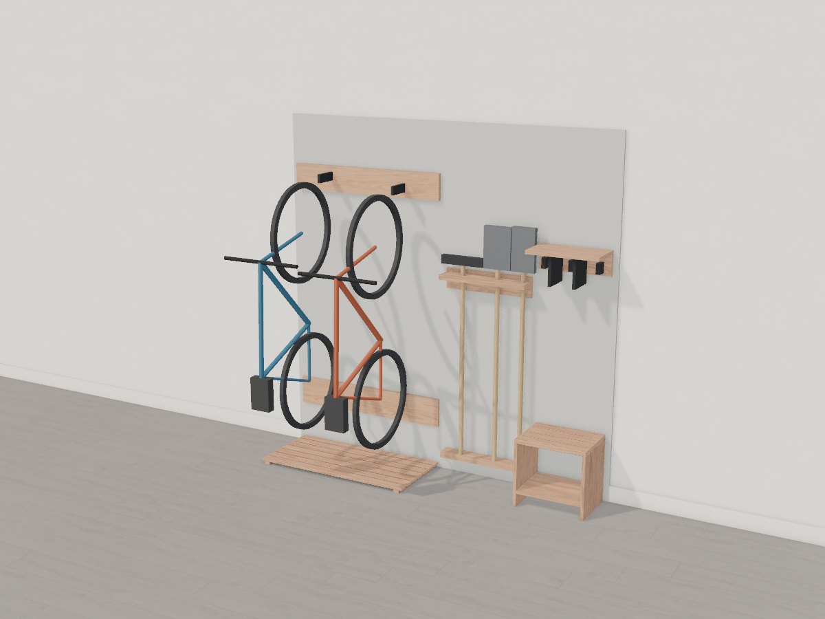 Garage bike and garden wall, Crava's 3D model