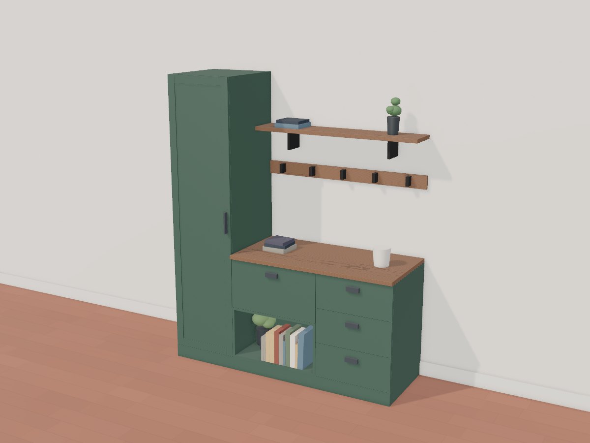 Green mudroom pet station, Crava's 3D model