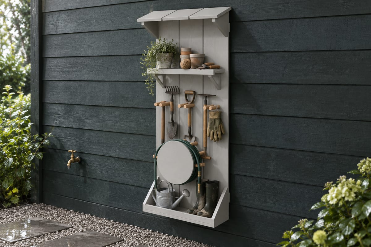 Grey hose and tool station, a rendering