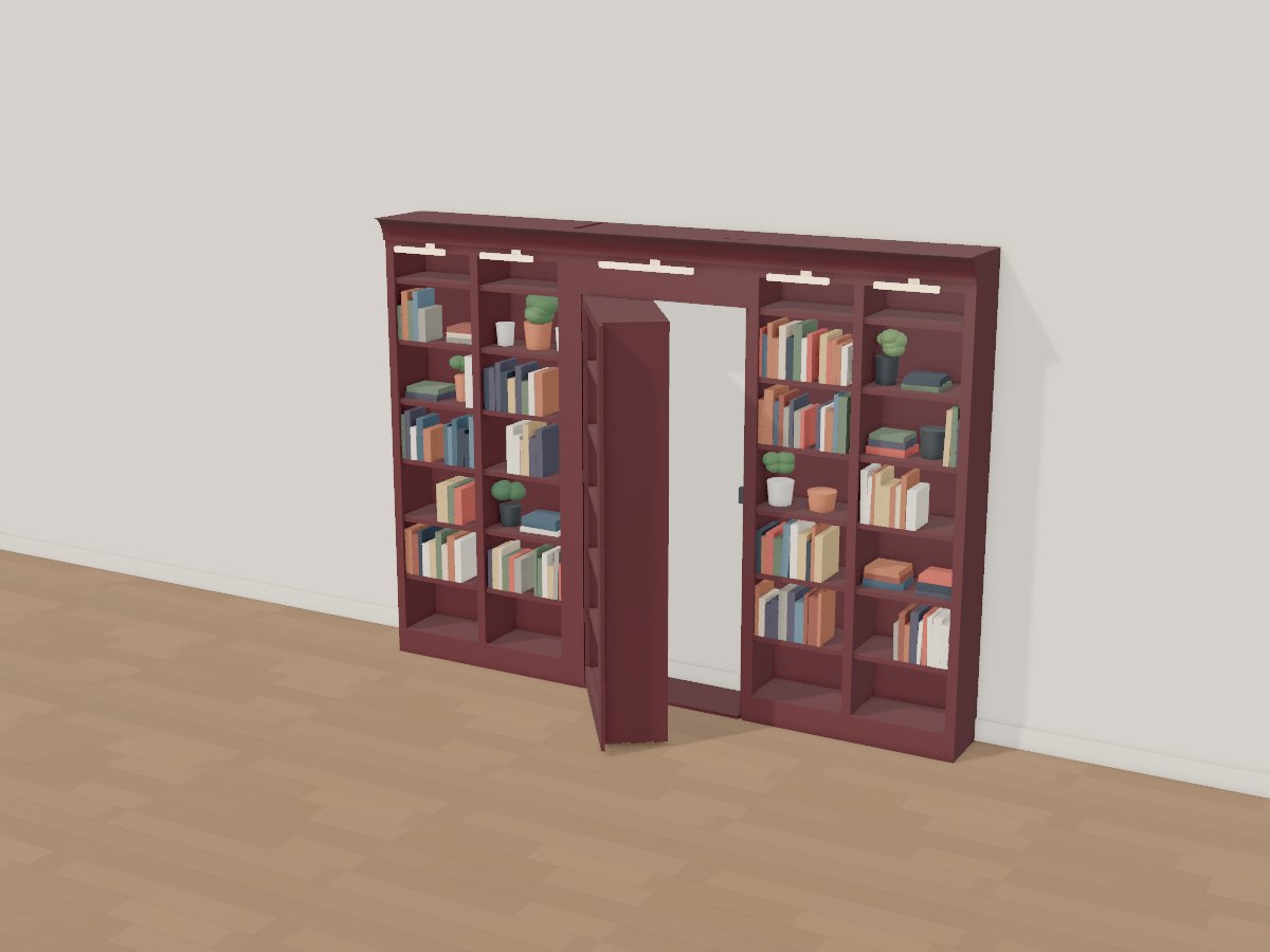 Hidden bookcase door, Crava's 3D model