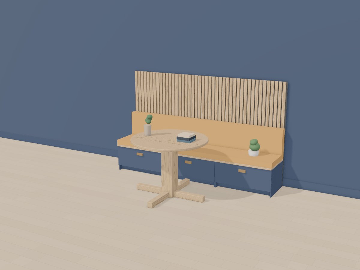 Ink blue banquette nook, Crava's 3D model