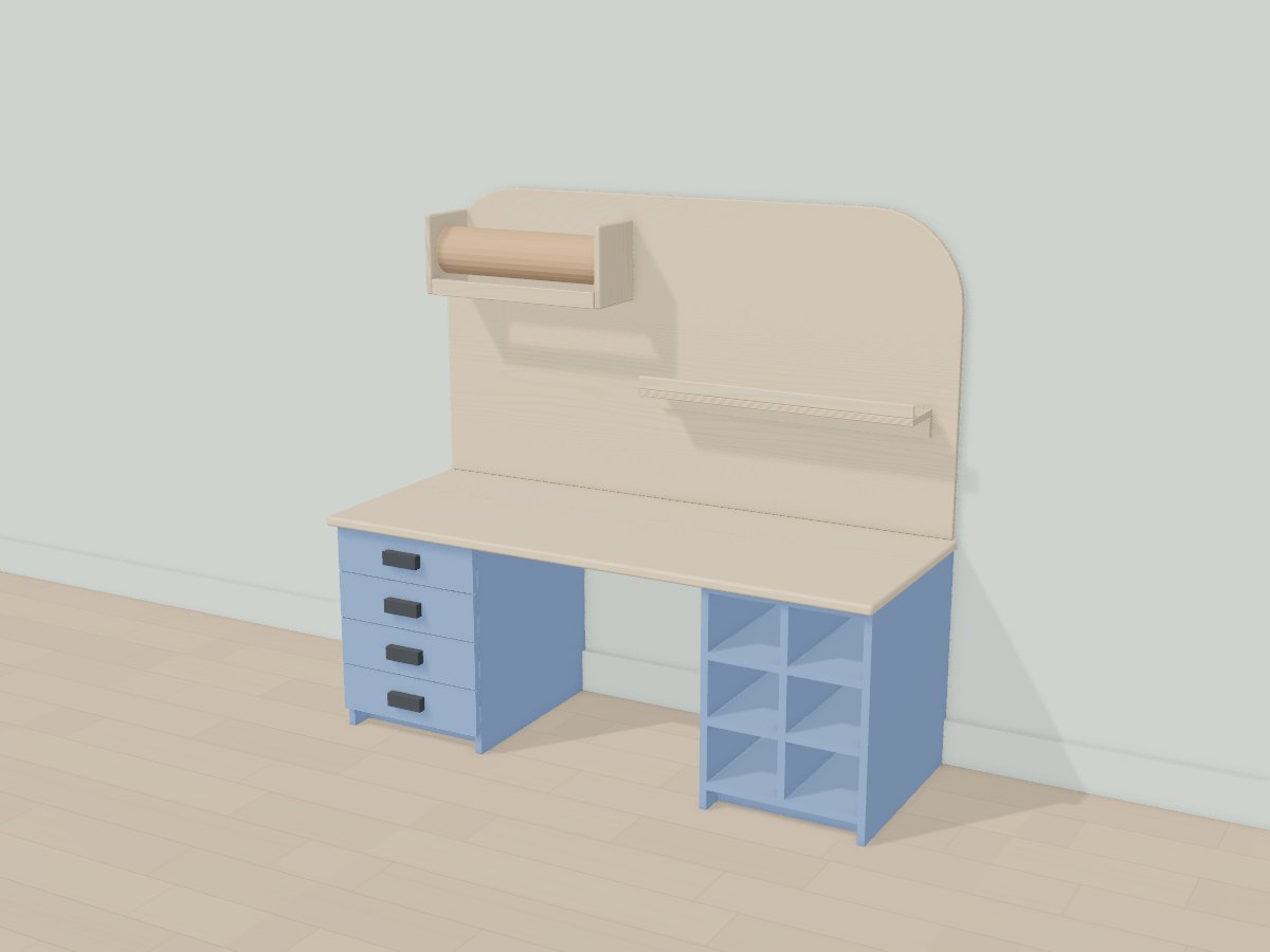 Kids art desk with paper roll, Crava's 3D model