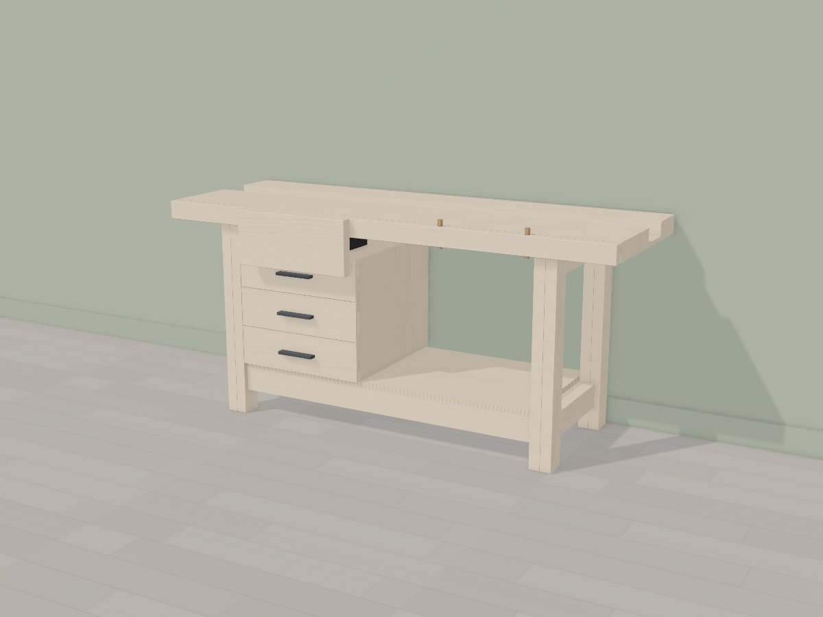 Laminated maple workbench, Crava's 3D model