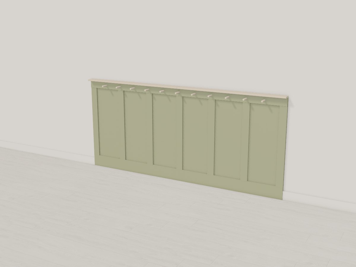 Lichen Shaker wainscot with peg rail, Crava's 3D model