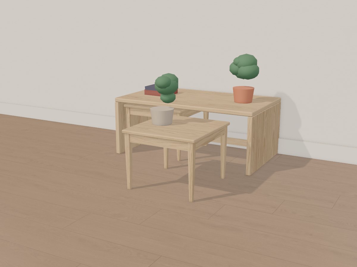 Limed oak nesting coffee tables, Crava's 3D model