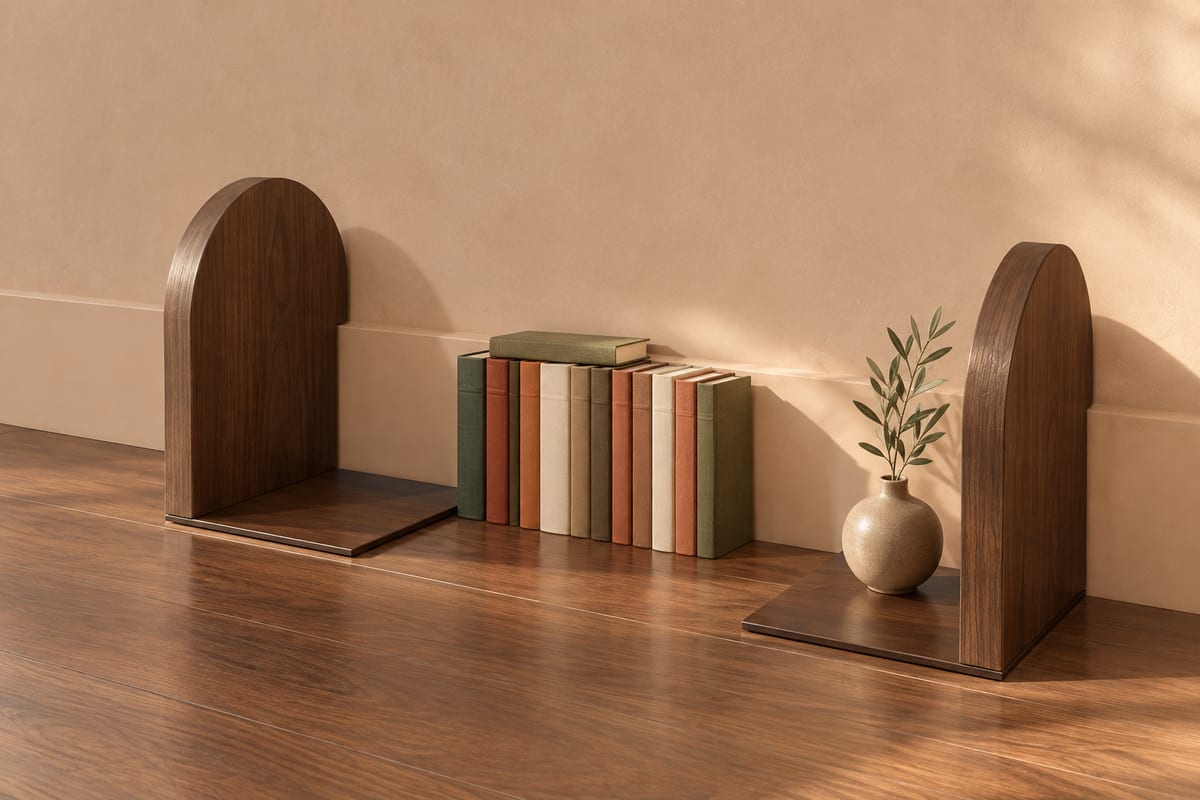 Maple arch bookends, a rendering