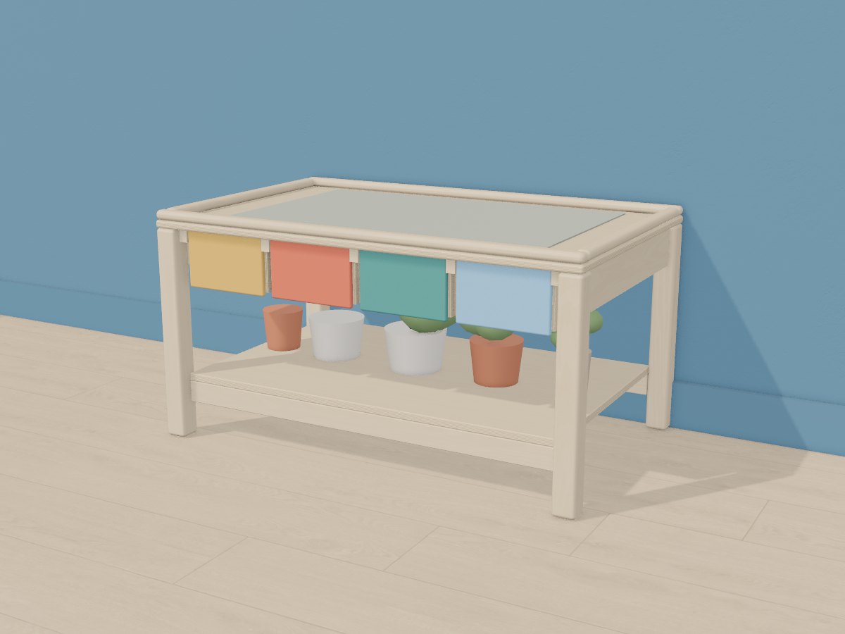 Maple building-brick table with bins, Crava's 3D model