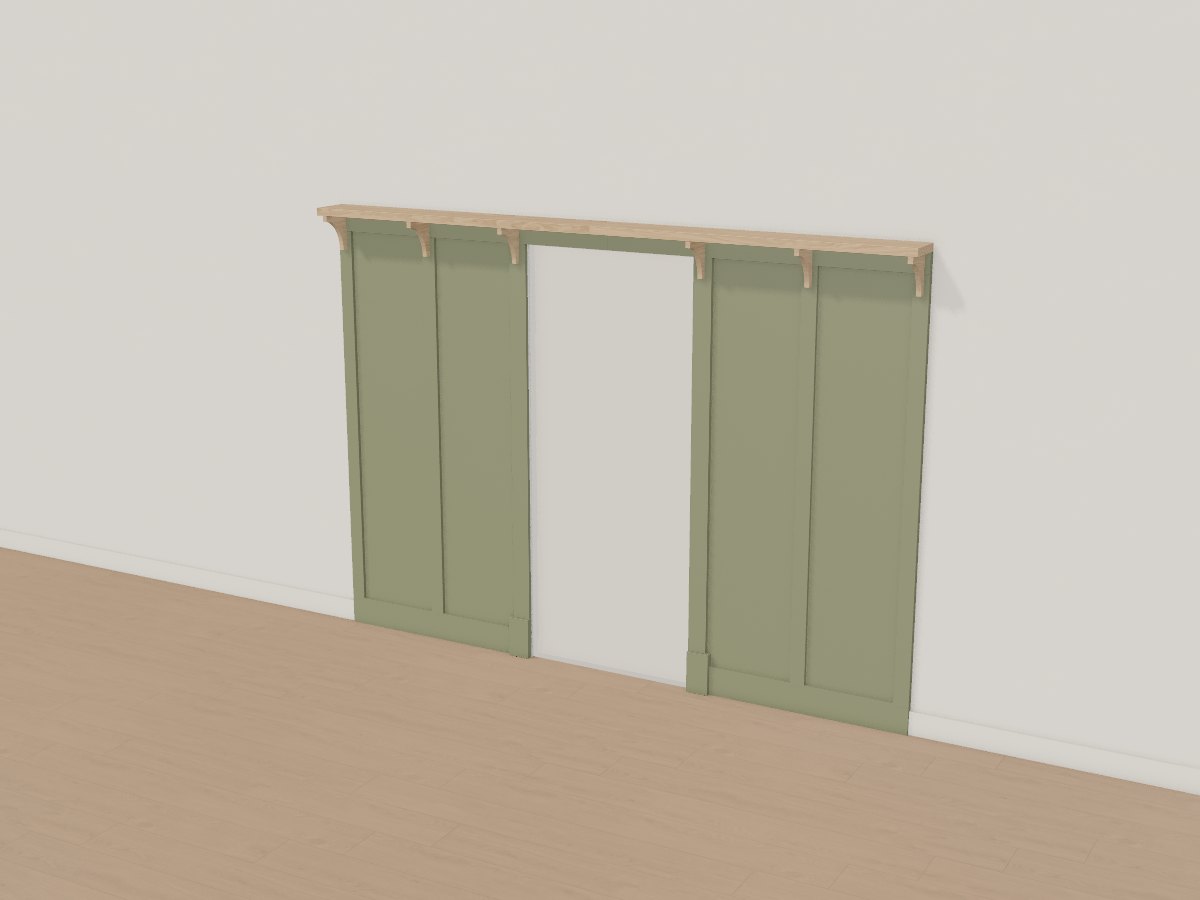 Moss batten hall with over-door library, Crava's 3D model
