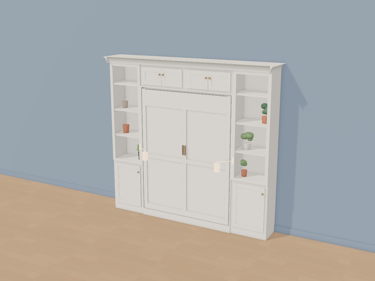 Murphy bed library wall, Crava's 3D model