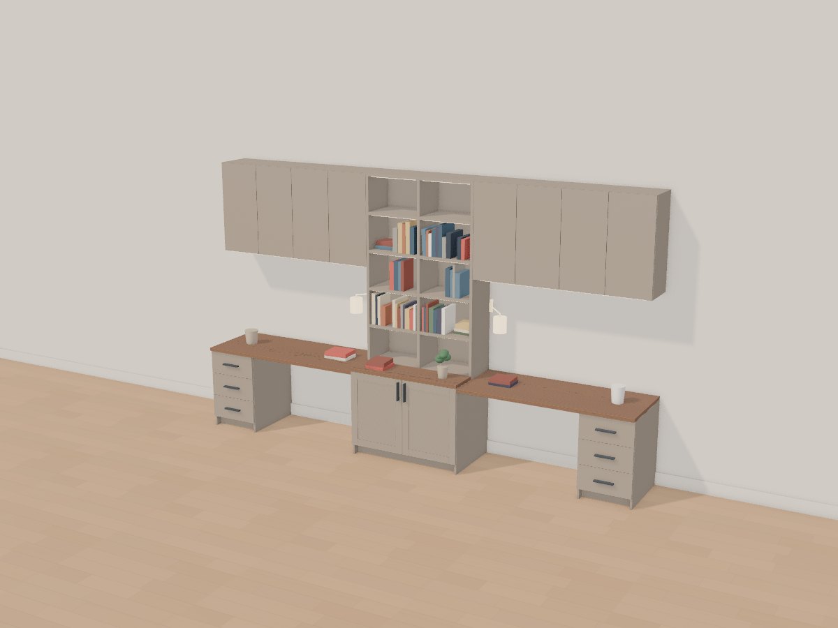 Two-person study wall, Crava's 3D model