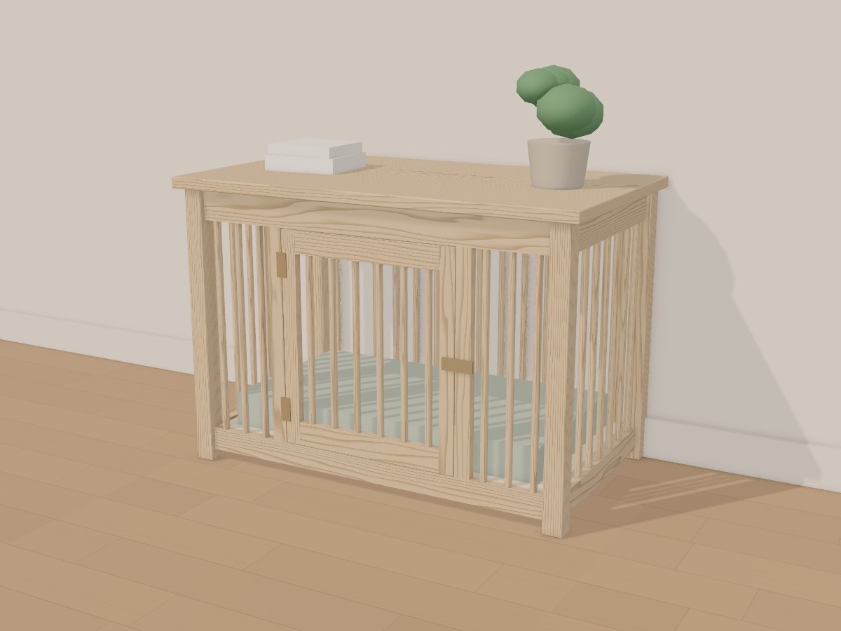Oak dog crate console, Crava's 3D model