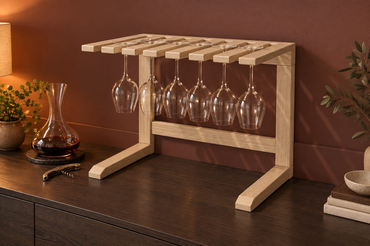 Freestanding stemware rack, a rendering