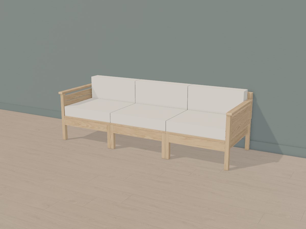 Oak modular patio sofa, Crava's 3D model