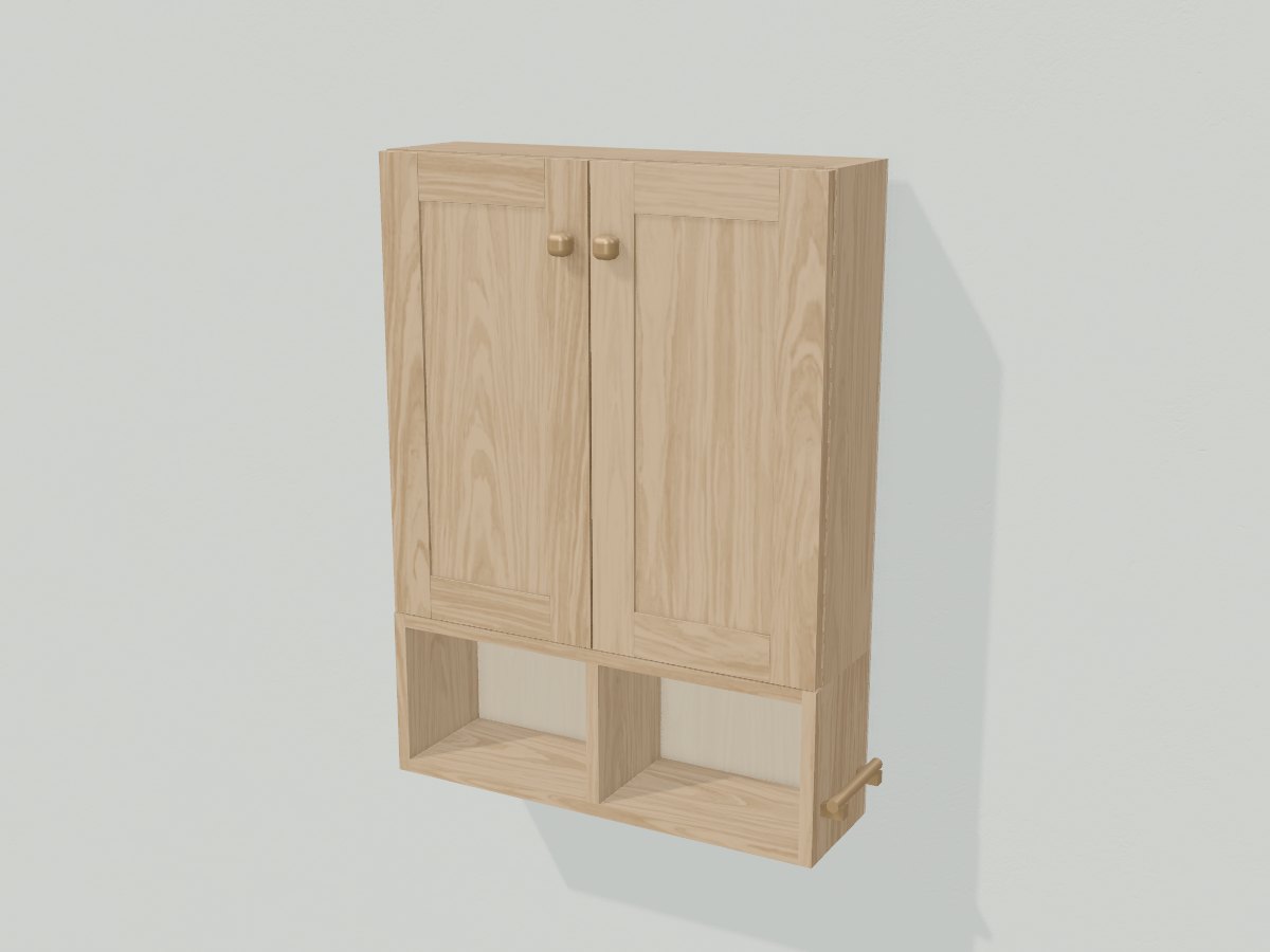 Oak over-toilet cabinet, Crava's 3D model