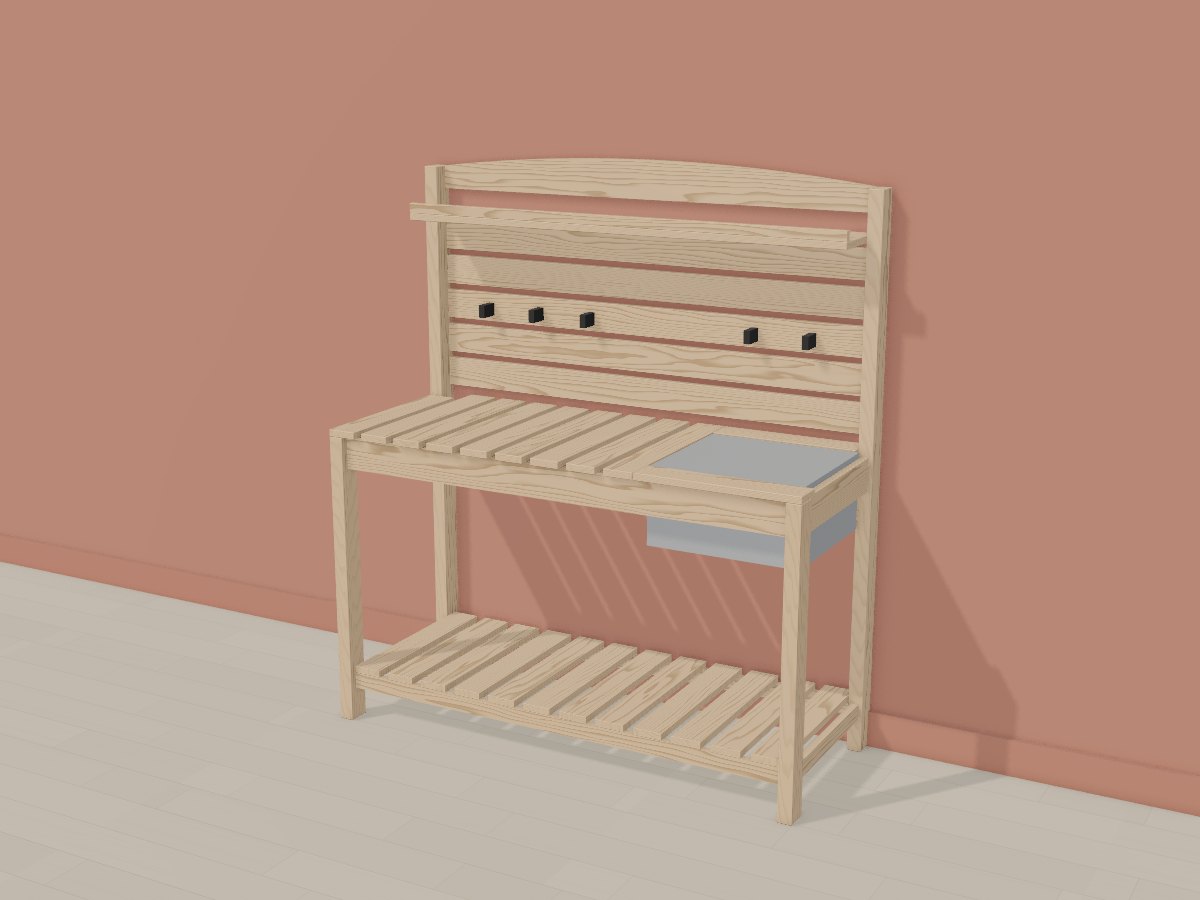 Oak potting bench, Crava's 3D model