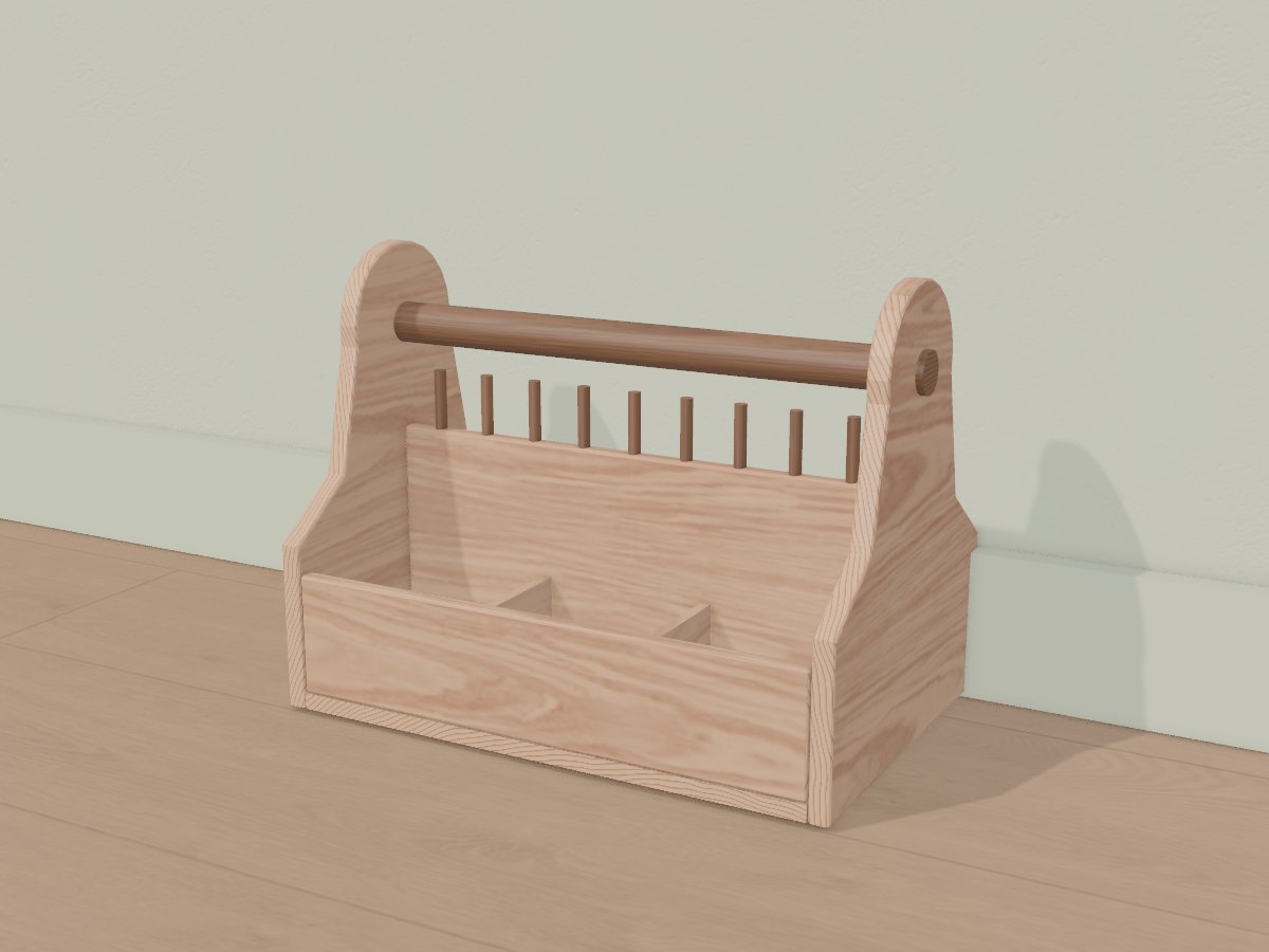 Oak sewing and craft caddy, Crava's 3D model