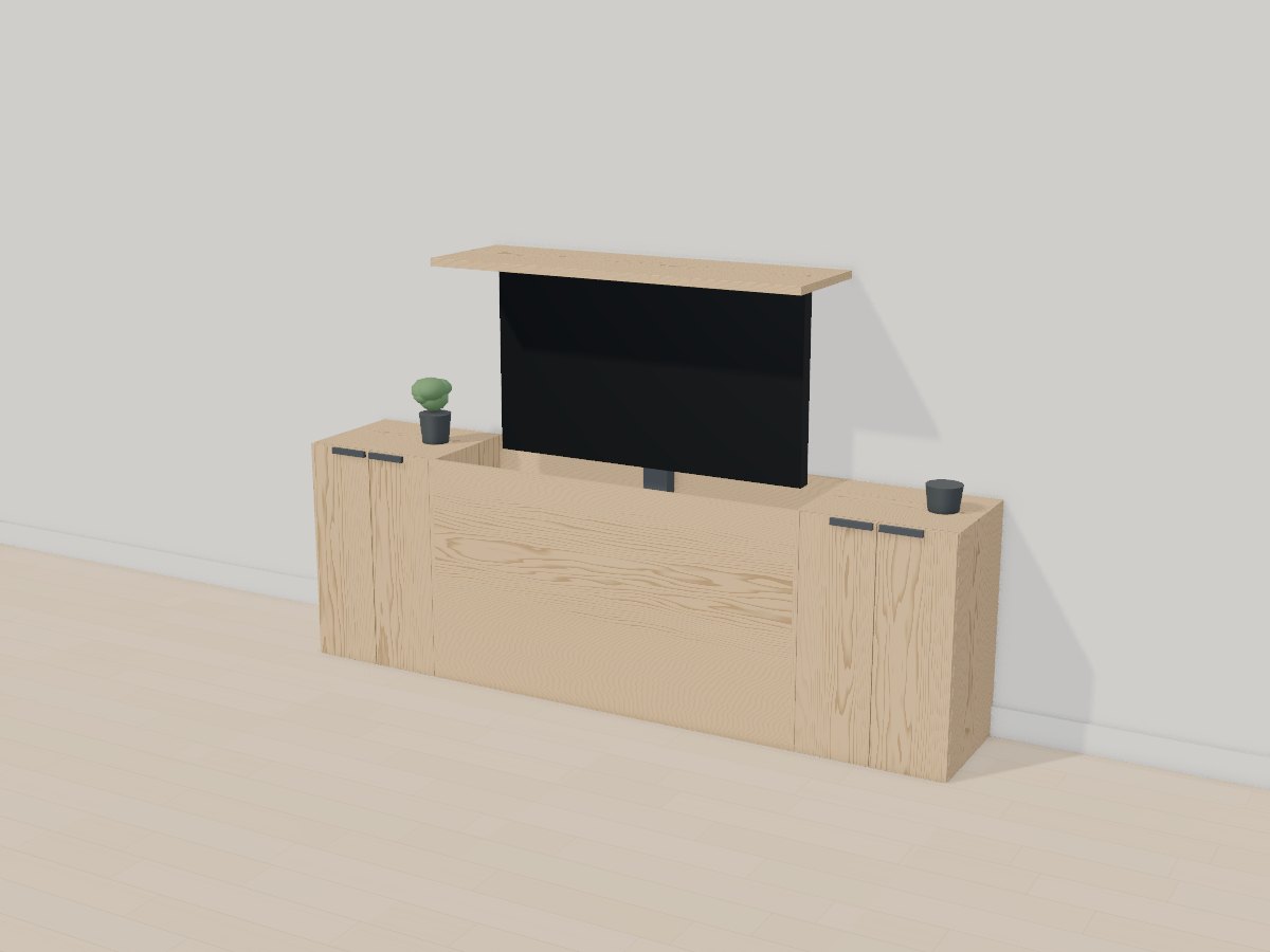 Oak TV-lift console, Crava's 3D model