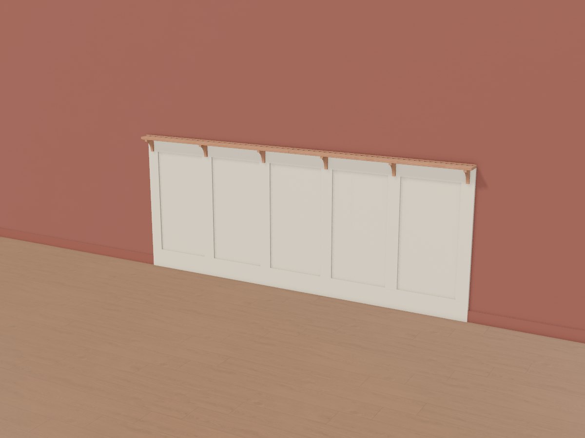 Oat Craftsman wainscot with cherry plate ledge, Crava's 3D model