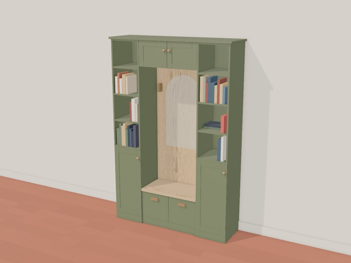 Olive hall tree with arched mirror, Crava's 3D model