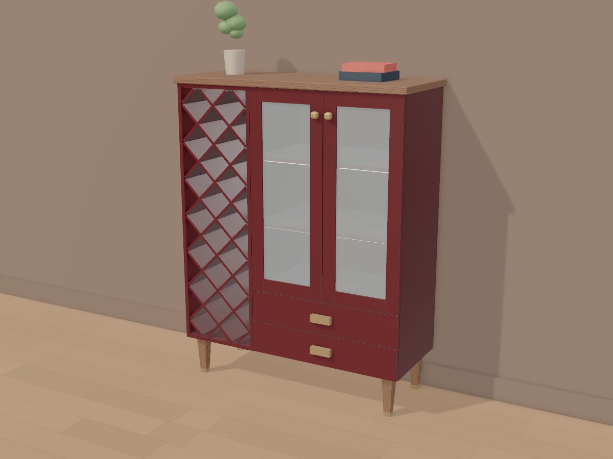 Oxblood bar cabinet, Crava's 3D model