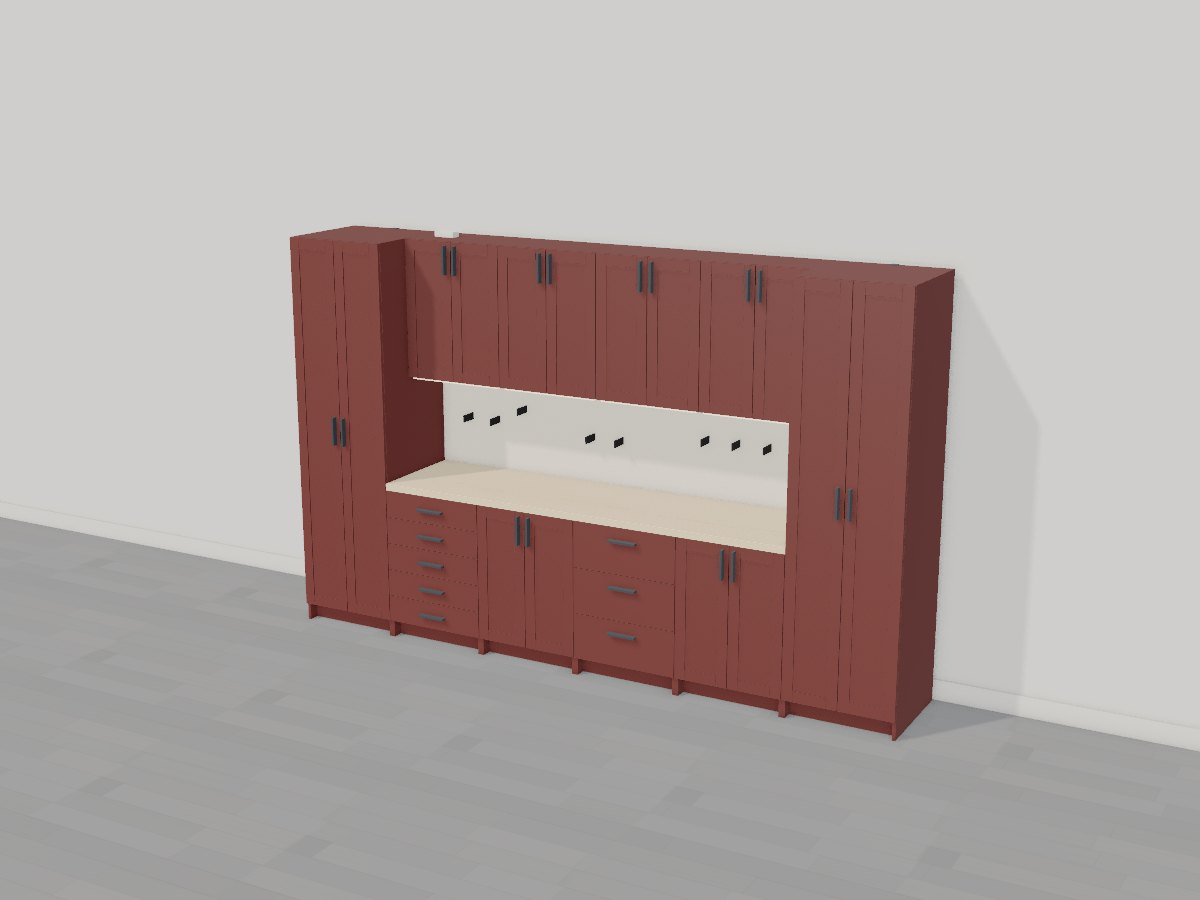 Oxblood garage cabinets, Crava's 3D model