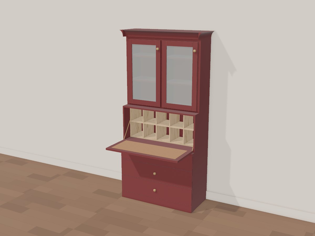 Oxblood secretary desk, Crava's 3D model