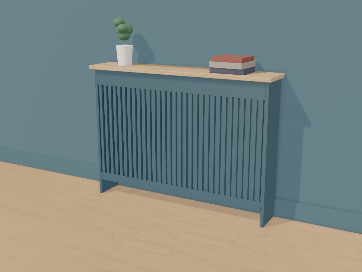 Petrol blue slatted radiator cover, Crava's 3D model