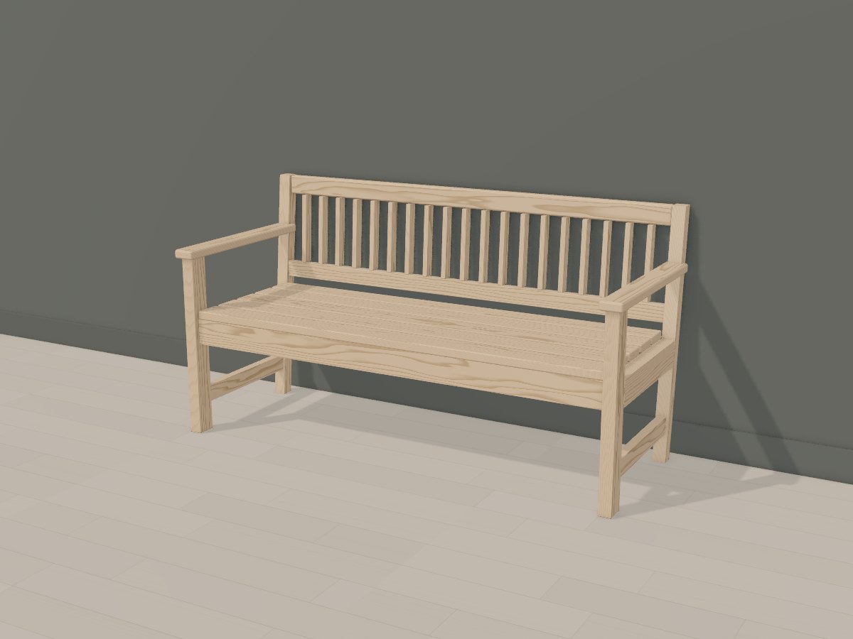 Oak garden bench, Crava's 3D model